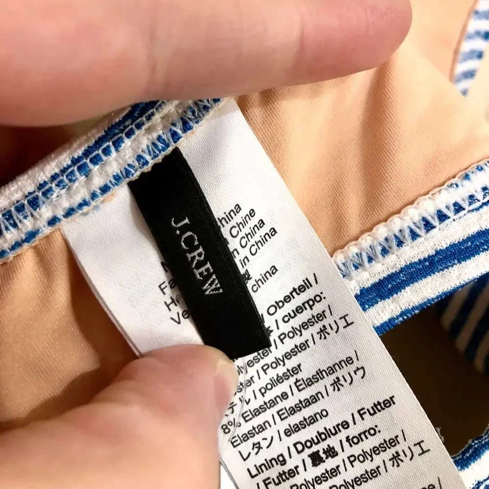 J. Crew Preppy Nautical Lace-up Bikini Top in Faded Stripe Size Medium